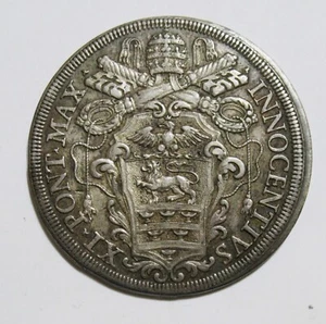 *STATO PONTIFIOCIO INNOCENZO XI BELLIS. PIASTRA BB/SPL SIG. NUMISMATICA ELITE - Picture 1 of 2