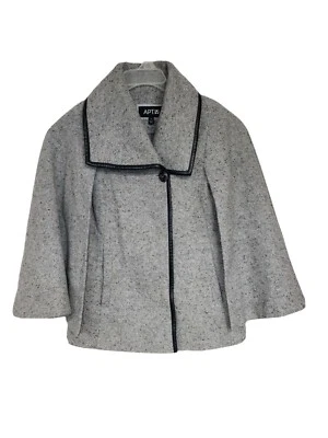 Apt. Abrigo para mujer 9® talla pequeña doble botonadura tweed capa gris tweed sin mangas Foto 1 de 4