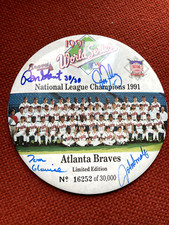 1991 ATLANTA BRAVES 16252 OF 30,000 NATIONAL LEAGUE CHAMPS BUTTON Smoltz Glavine