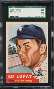 1953 Topps #87 Ed Lopat SHORT PRINT SGC 5.5 Yankees - Picture 1 of 2