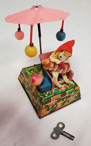 Occupied Japan Mechanical Clown & Bird Some Celluloid Parts Excellent & Working