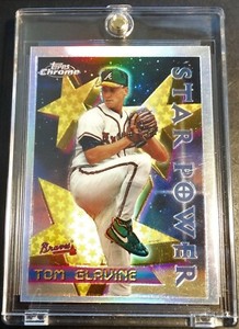 1996 TOM GLAVINE TOPPS CHROME REFRACTOR #8 BRAVES SHARP (204)