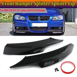 Front Bumper Splitter Spoiler Lip For BMW E90 E91 LCI M-Tech 09-12 Carbon fiber - Picture 1 of 12