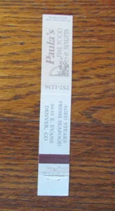 CUBIERTA DE MATCHBOOK DENVER, COLORADO: PAULA'S RESTAURANTE 10 STRIKE MATCHCOVER -A - Imagen 1 de 2