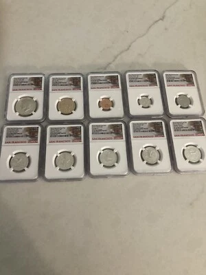 2018 S Silver Proof Set 10 Coin Set NGC PF 69 Reverse PF FDOI trolley label - Image 1 of 4