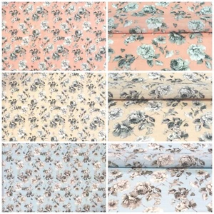 Baumwolle Mix Lonetta Stoff Gardinen Tischdecken Deko Stoff Meterware Rosen - Bild 1 von 9