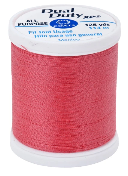 Bright Coral Thread, 125 yds, Dual Duty XP, All Purp, S900 9218 - Coats & Clark - Image 1 of 1