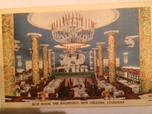 New Orleans LA The Blue Room at The Roosevelt Linen Postcard ~ Louisiana P9 - Picture 1 of 2