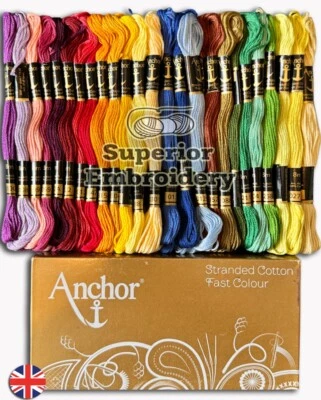 50 Anchor Cross Stitch Embroidery Threads Skeins Colour Floss 100% Cotton thread - Image 1 of 4