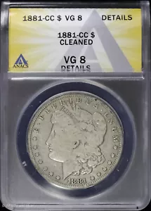 1881-CC $1 Morgan Silver Dollar ANACS VG 8 Details - Picture 1 of 4