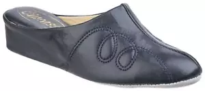 Cincasa Mahon Damen Navy Leder Gefüttert Slipper Klassische Haus Pantolette Slipper - Bild 1 von 1