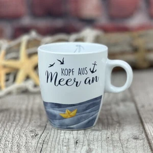 Maritime Kaffeetasse 200ml - Kopf aus, Meer an - Becher aus Porzellan - Bild 1 von 5