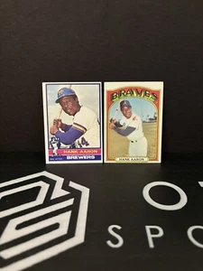 Hank Aaron Lot - 1972 Topps #299 & 1976 Topps #550 - Bild 1 von 2