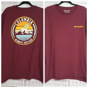 Columbia Shirt Mens XXL Maroon Always Outside Cotton Short Sleeve Casual A28 - Picture 1 of 9