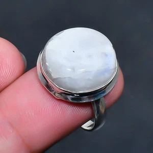 Rainbow Moonstone Gemstone Handmade Jewelry Ring US Size 6.5 - Picture 1 of 1