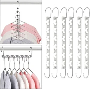 Wonder Hanger Closet Metal Organizer Hook Space Saving Clothes Rack Pack 6 - Picture 1 of 1