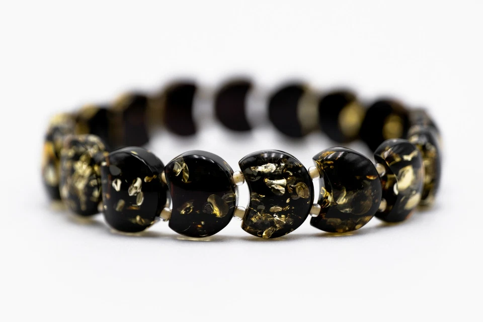 Pulsera ámbar báltico está hecha a mano de ámbar oscuro báltico 100 % auténtico natural Foto 1 de 4