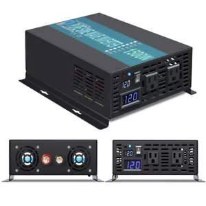 1500W Pure Sine Wave Power Inverter 12V Truck Motor Camp Home Boat RV Car Solar - Picture 1 of 8