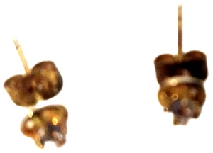 Gold Tone Stud Earrings Blue Cubic Zirconia Small Pierced Metal - Picture 1 of 4