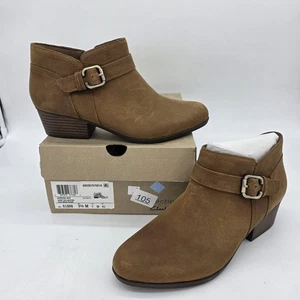Botas Medianas Clarks Adreena Para Mujer Talla 9.5 Cuero Tostado Oscuro Hebilla al Tobillo Cremallera Lateral - Imagen 1 de 15