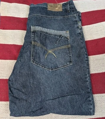 Pantalones de mezclilla de patinador holgados rectos con infracción vintage Y2K RAIDER talla 42x32 azul Cyber Foto 1 de 4