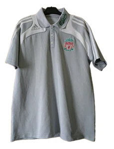 Liverpool Polo Shirt Adidas Carlsberg Grey Collared 2008-2009 UK Large - Picture 1 of 9