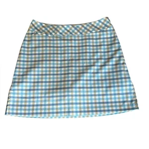 Adidas ClimaCool Golf Skirt Skort Blue White Tan Plaid Built In Shorts Woman’s 4 - Picture 1 of 11
