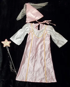Disfraz de princesa rosa vintage de los 90 para niña pequeña con sombrero de cono y varita   - Imagen 1 de 17