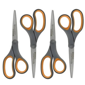 8 Zoll Titan gebunden gerade Schere, weicher Griff, grau/gelb, 4er-Pack - Bild 1 von 5