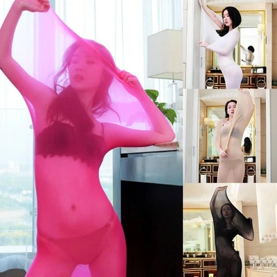 Body donna pigiama tinta unita strech intimo trasparente - Immagine 1 di 4