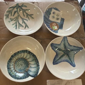 Sigrid Olsen Sea Life 11" Dinner Plates, Set of 4 mixed pictures, Melamine, New - Picture 1 of 7