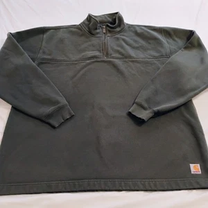 Carhartt Mens Pullover Heavyweight 1/4 Zip Sweatshirt Size 2XL Tall Green - Picture 1 of 10