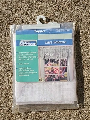 Lace White Valance Topper Lily Lace  Home Essentials Rod Pocket 60x16 Floral Edg - Image 1 of 4