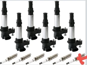UF375 6Pc Ignition Coil 5Pc Iridium Spark Plugs For GMC Acadia Cadillac STS CTS  - Picture 1 of 7