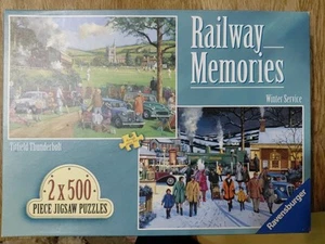 Ravensburger jigsaw puzzle Railway Memories Titfield Thunderbolt Winter 2x500 - Picture 1 of 1
