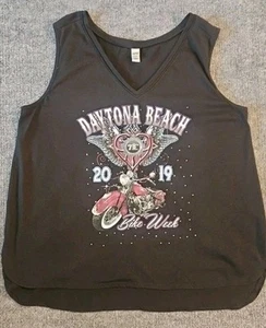 Camiseta sin mangas Daytona Beach Bike Week 2019 para mujer 2XL motociclista bling negra - Imagen 1 de 5