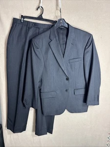 Tuta Jos A Bank 2 pezzi antracite spina di pesce righe sartoriale vestibilità 40S 34x30 lana - Foto 1 di 18