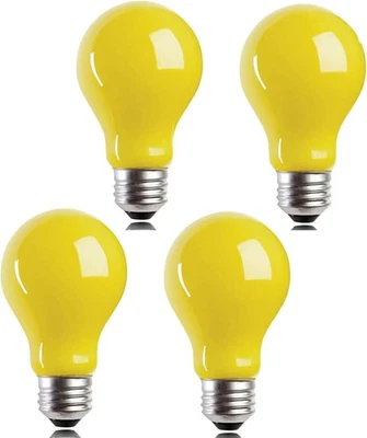4 Packs 3W A19 LED Bug Light Bulbs Yellow E26 Amber, Blue,  - Image 1 of 4