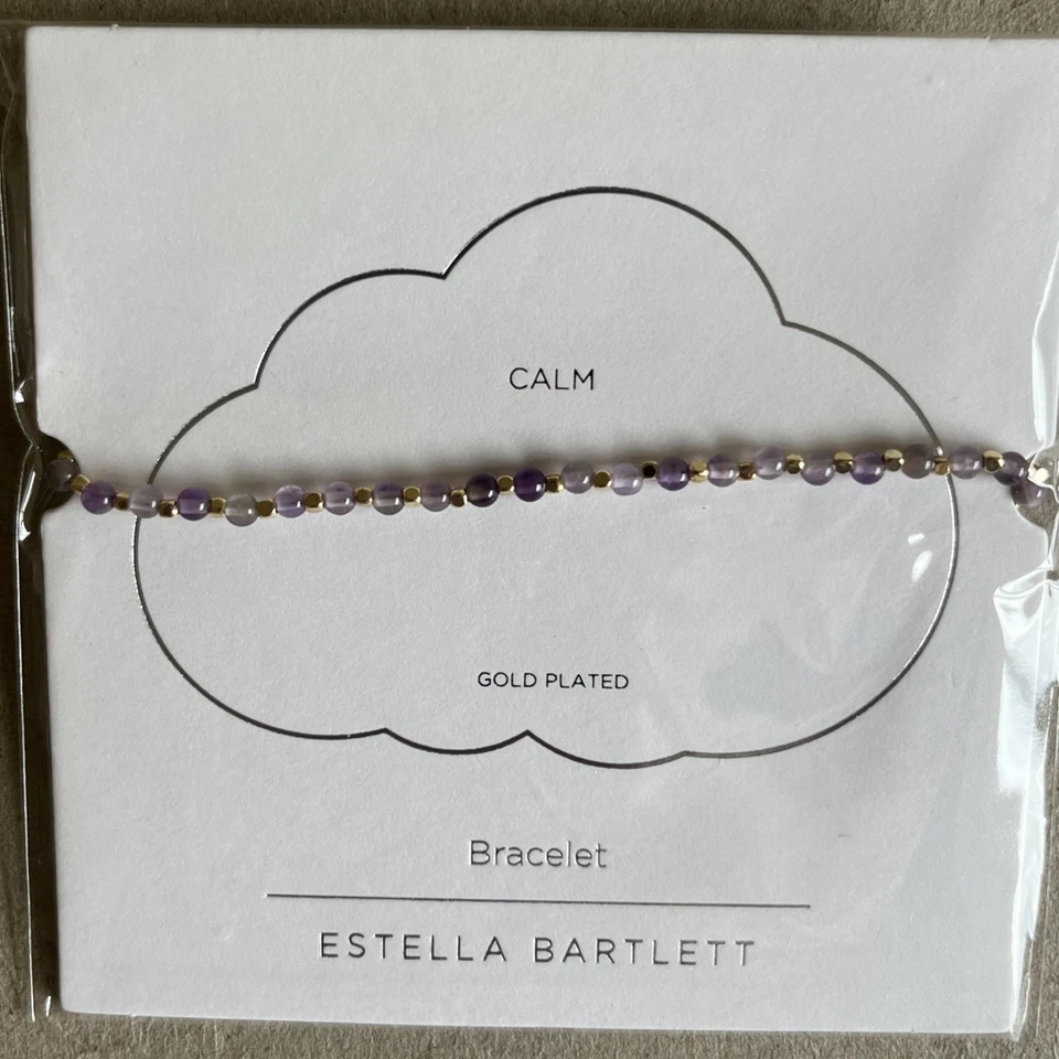 Brazalete de piedras preciosas amatista Amelia - Chapado en oro - Calma - Estella Bartlett Foto 1 de 1