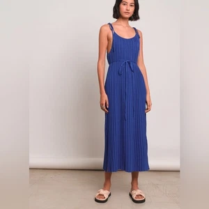 Eleven Six Blue Pima Cotton Sleeveless Midi Dress  - Picture 1 of 5
