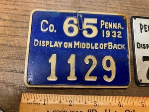 Licencia de caza PA de colección 1932 etiqueta de metal papeleo juego coleccionable Hunter Commiss - Imagen 1 de 8