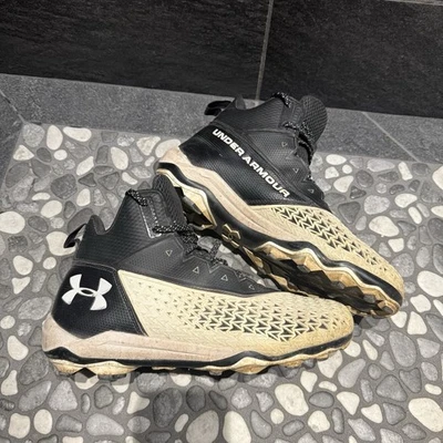 Under Armour Shoes Mens 12.5 Hammer Mid Football Cleats 3021193-001 Black White - Image 1 of 4