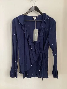BNWT Ladies Charli Blue & White Gabriella Wrap Top, UK Size 10, Tagged - Picture 1 of 4