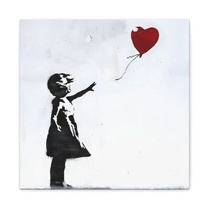 Canvas Print, Banksy Heart Balloon Street Art Wall Decor, Stretched Matte - Picture 1 of 25