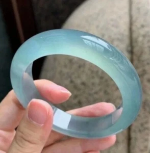 Blue Ice Aquamarine Bracelet Bangle Chinese Traditional Women Jewelry 55-62mm - Picture 1 of 3