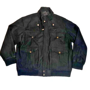 Coogi Vintage 90s Black Wool Blend Bomber Military Jacket Mens Size 5X - Picture 1 of 14