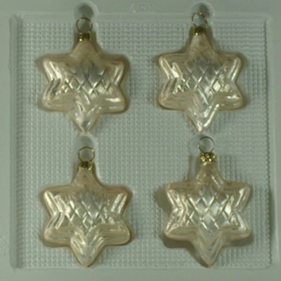 Lauschaer Glas Christbaumschmuck Sterne Eislack champagner mundgeblasen - Bild 1 von 4