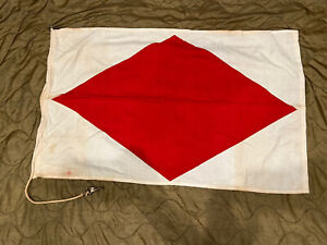 VINTAGE MARITIME NAUTICAL SIGNAL FLAG CODE "F" - Mid Century - Cotton