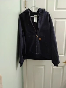 Vintage Carhartt Blue Canvas Workwear Full Zip Hooded Jacket Men XL - Picture 1 of 6