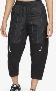 NIKE WOMEN’S SWOOSH CURVE PLUSH TROUSERS PANTS QUILT BLACK SMALL dd5614 010 - Picture 1 of 8